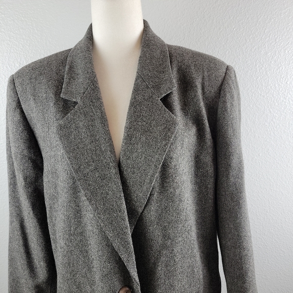 Sag Harbor Womens Gray One Button Wool Blend Blazer Jacket - Picture 7 of 8